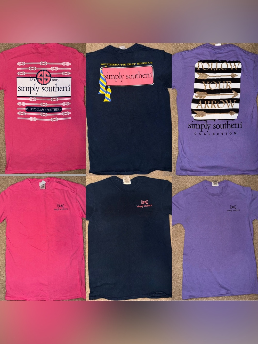 Simply Southern Tee's - Navy, Pink, Purple set of 3
